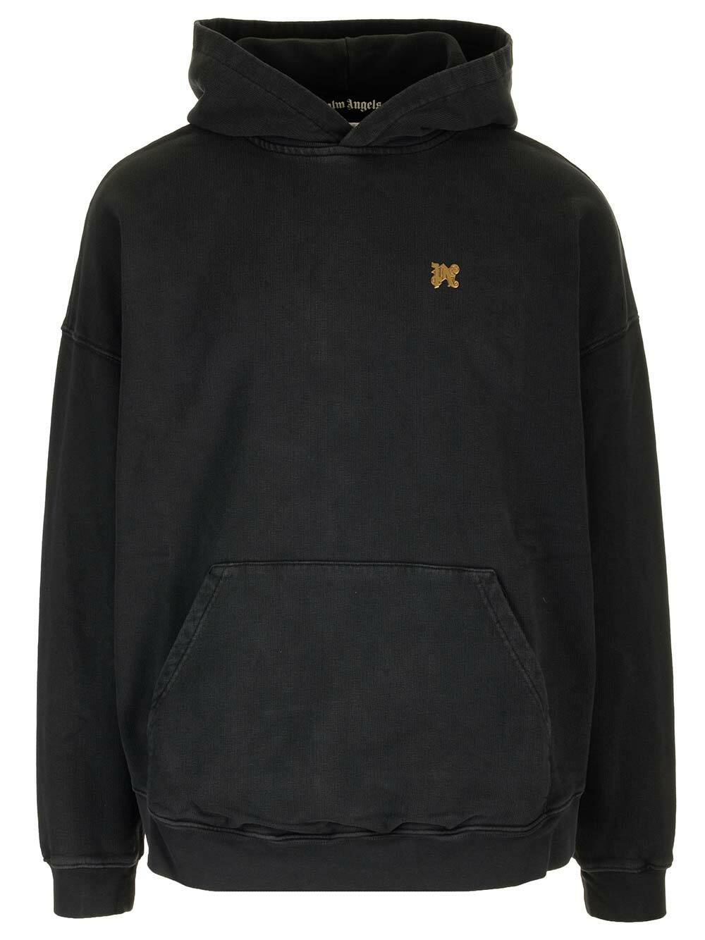 Palm Angels Men's Embroidered Logo Quarter Zip in Black Palm