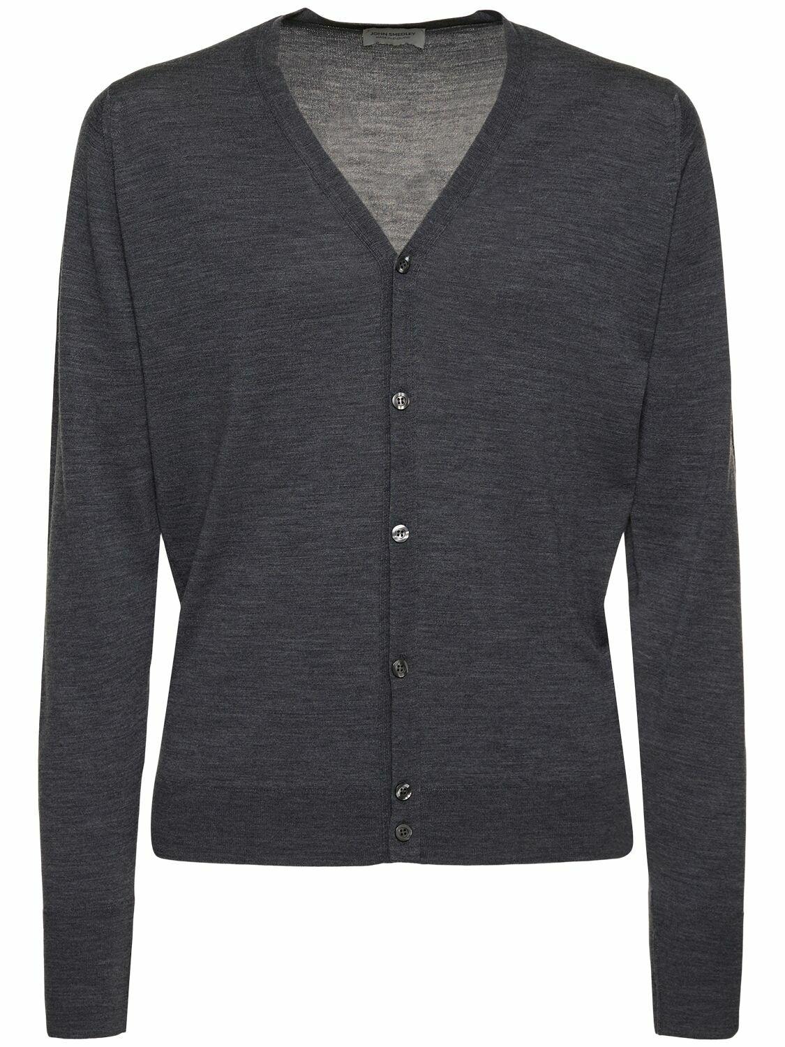 JOHN SMEDLEY｜30G Cotton Cardigan（Gray・L） JOHN SMEDLEY Bryn Extrafine Wool Knit Cardigan John Smedley