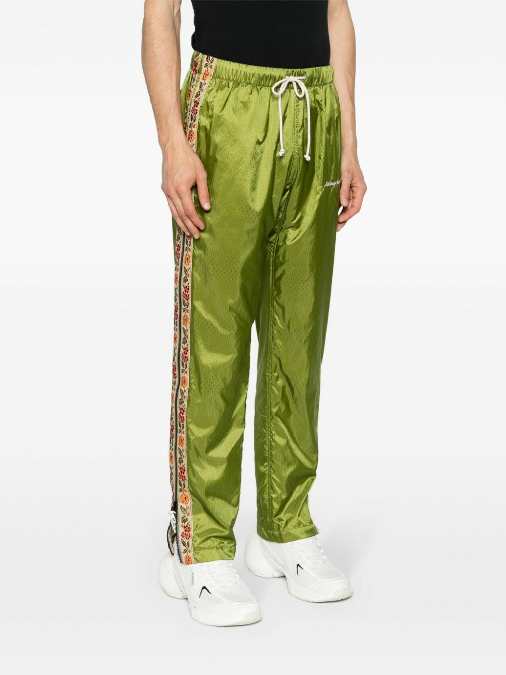 Advisory Board Crystals Green Side Stripe Detailing Chiffon Effect Track Pants