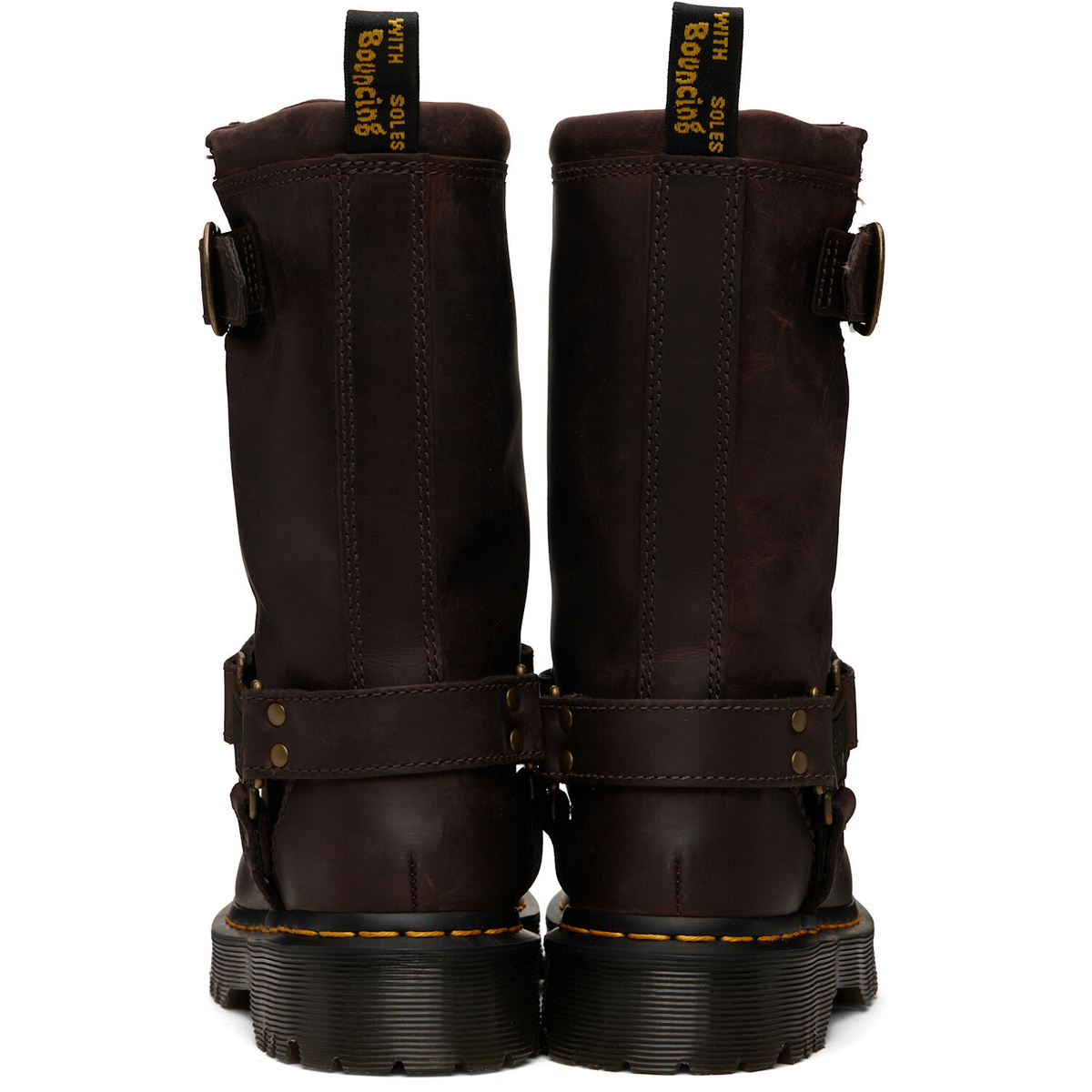 Dr. Martens Brown Anistone Hi Leather Biker Boots