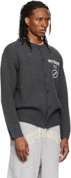We11done Gray Logo Classic Cardigan