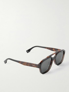 Fendi - Aviator-Style Logo-Print Tortoiseshell Acetate Sunglasses