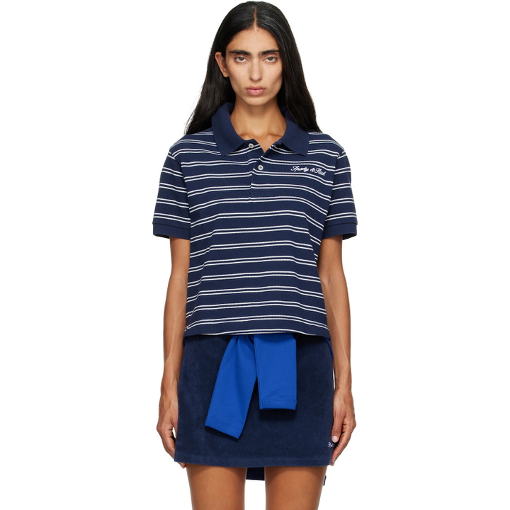 Photo: Sporty & Rich Navy Signature Logo Polo