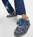 Loewe Distressed embellished denim sneakers