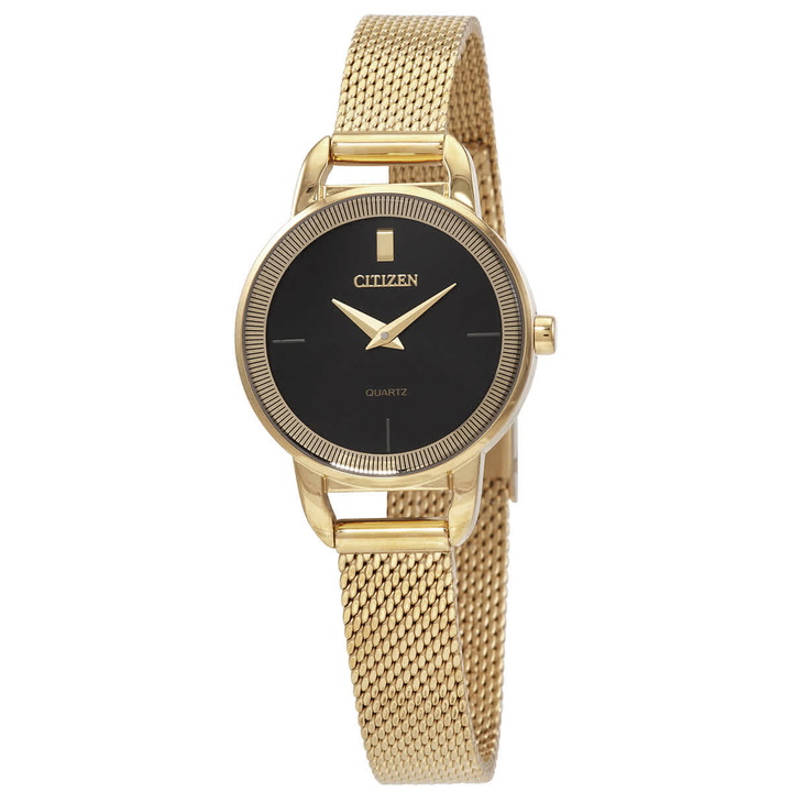 Photo: Citizen Gold-Tone Stainless Quartz Black Dial Ladies Watch EZ7002-54E