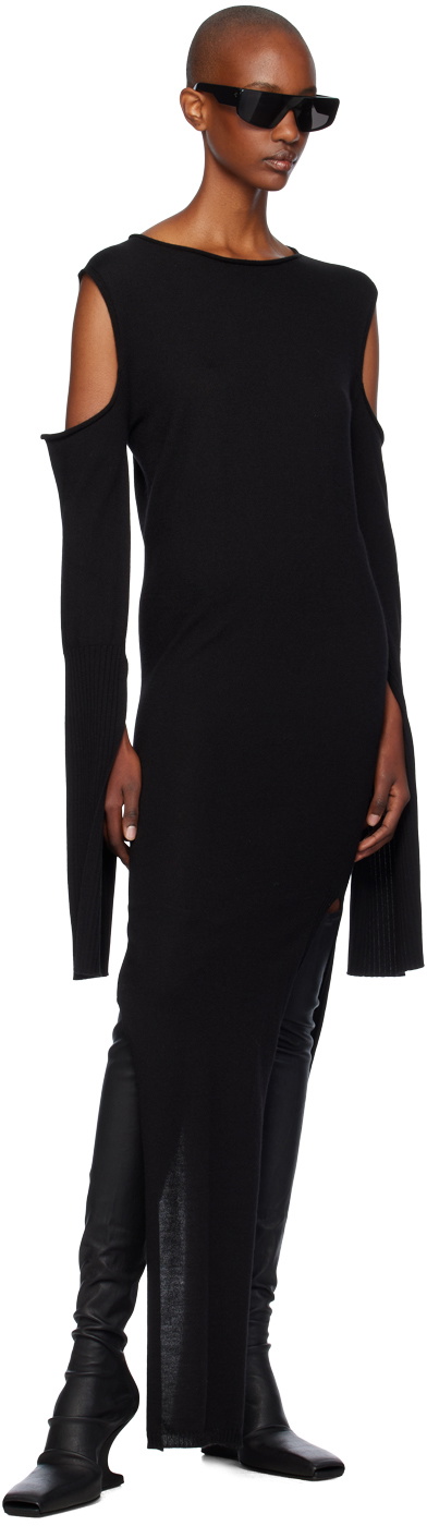 Rick Owens Black Porterville Cape Sleeve Maxi Dress