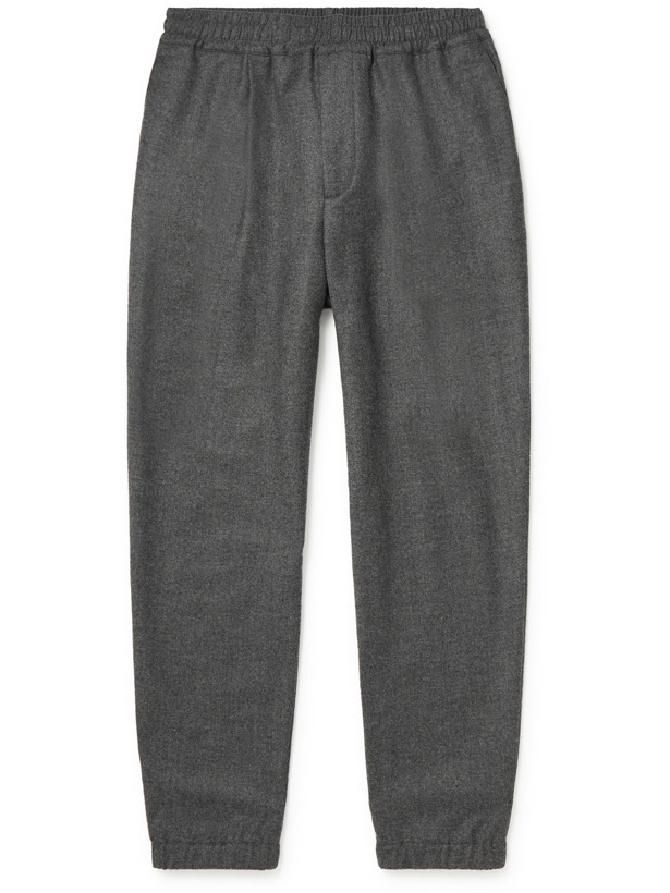 Photo: LORO PIANA - Tapered Pleated Virgin Wool and Cashmere-Blend Flannel Trousers - Gray