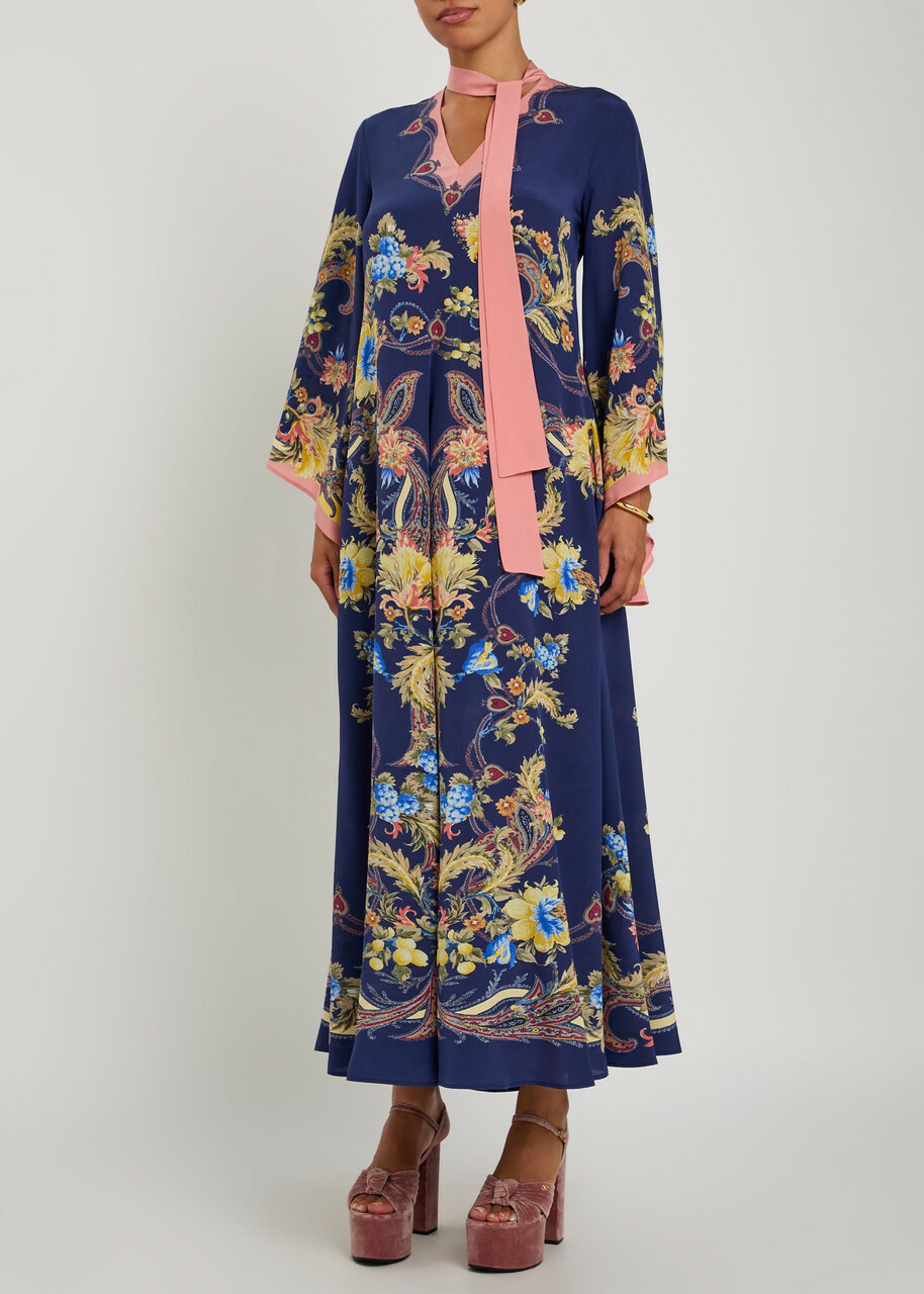 Etro Printed Scarf-effect Silk Maxi Dress Multicoloured