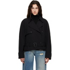 MM6 Maison Margiela Black Belted Wool Blend Jacket