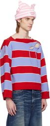 Charles Jeffrey LOVERBOY Red & Blue Slash Stripe Sweater