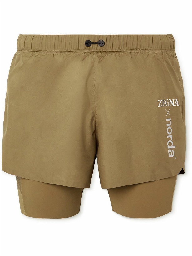 Photo: Zegna - norda Straight-Leg Logo-Print Ripstop Shorts - Green