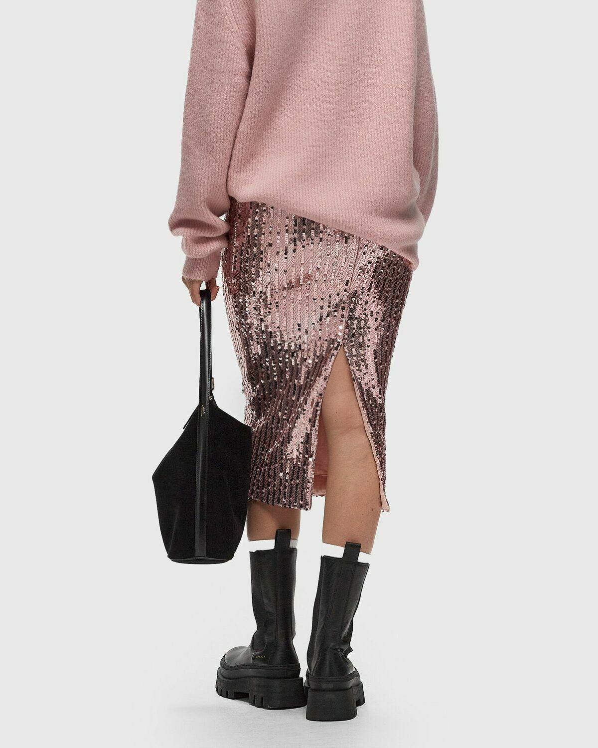 Rotate Birger Christensen Sequins Pencil Skirt Pink Skirts