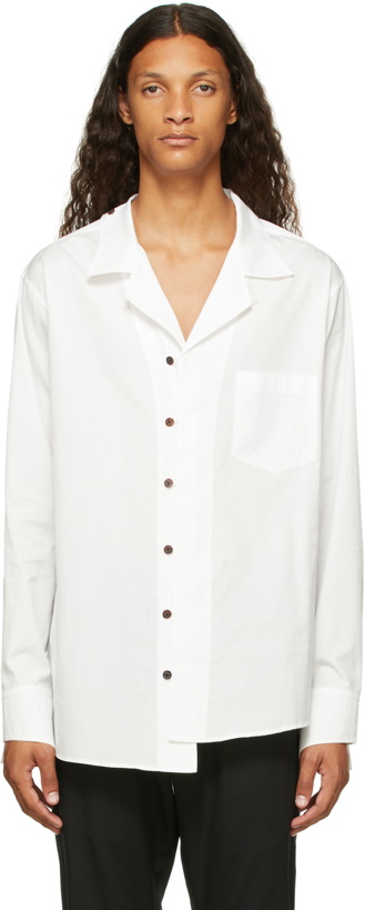 Photo: Sulvam White Cotton Open Collar Shirt