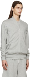 Comme des Garçons Shirt Grey KAWS Edition Zip-Up Logo Bomber Jacket