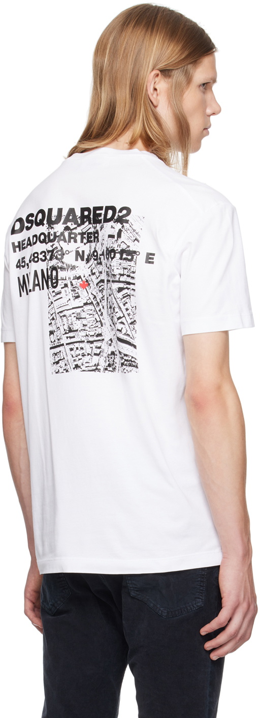 【DSQUARED2】Ceresio Map Cool Fit ロゴTシャツ(ホワイト) Dsquared2 White Ceresio Map T-Shirt Dsquared2