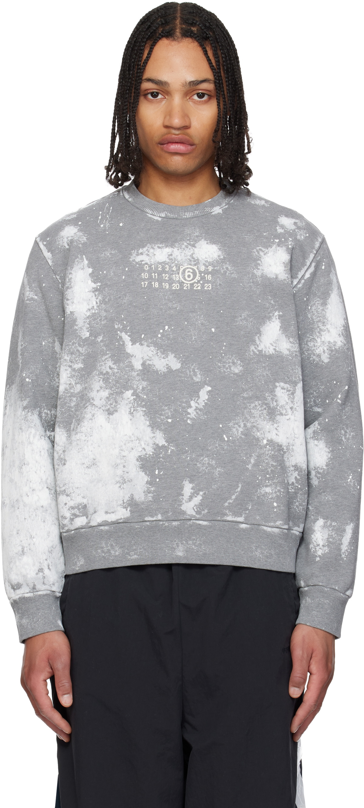 MM6 Maison Margiela Gray Paint Splatter Sweatshirt