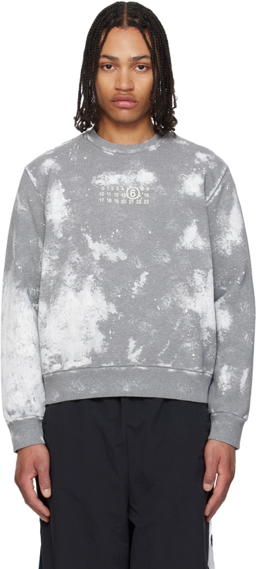 Photo: MM6 Maison Margiela Gray Paint Splatter Sweatshirt