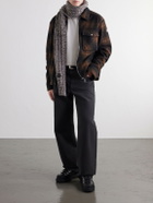 Moncler - Logo-Appliquéd Ribbed Wool-Blend Scarf - Brown