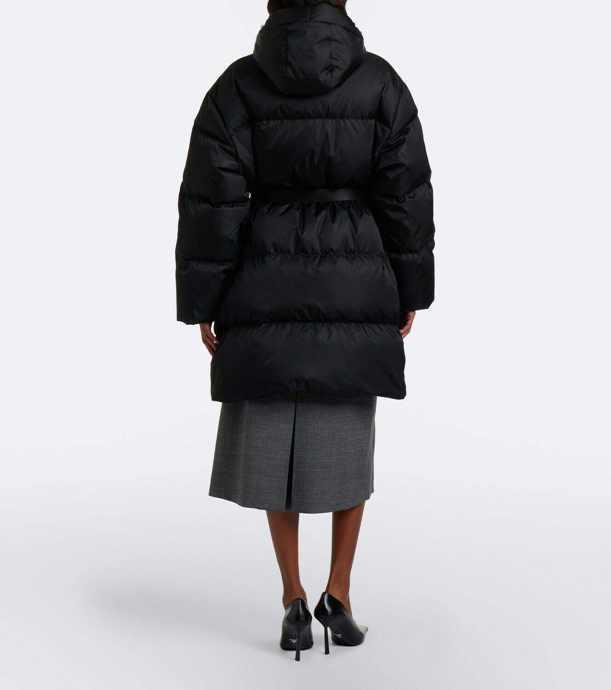 Prada Belted hooded Re-Nylon down coat