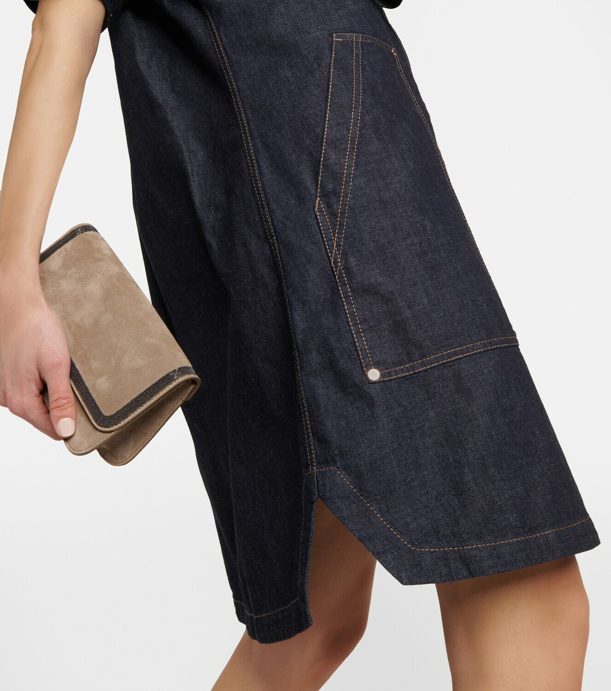 white christmas dresses BRUNELLO CUCINELLI Denim Tulle Dress