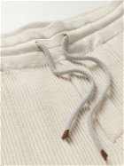 Brunello Cucinelli - Tapered Ribbed Cotton Sweatpants - Neutrals