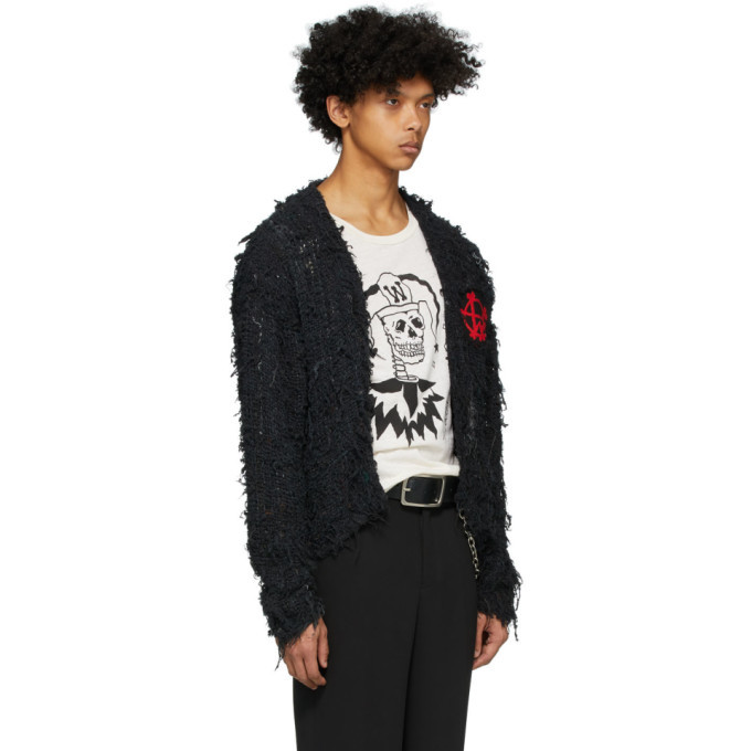 Worstok Black Raw Silk Cardigan