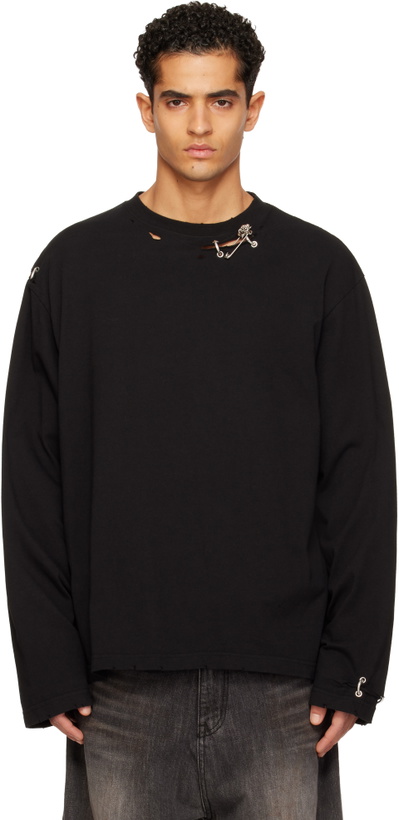 Photo: We11done Black Rose & Piercing Long Sleeve T-shirt