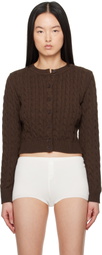 Frankies Bikinis Brown Dudley Cable Knit Cardigan