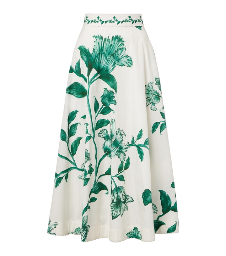 Photo: Agua by Agua Bendita Bergamota embellished floral cotton maxi skirt