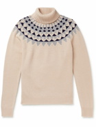 Incotex - Jacquard-Knit Virgin Wool Rollneck Sweater - Neutrals