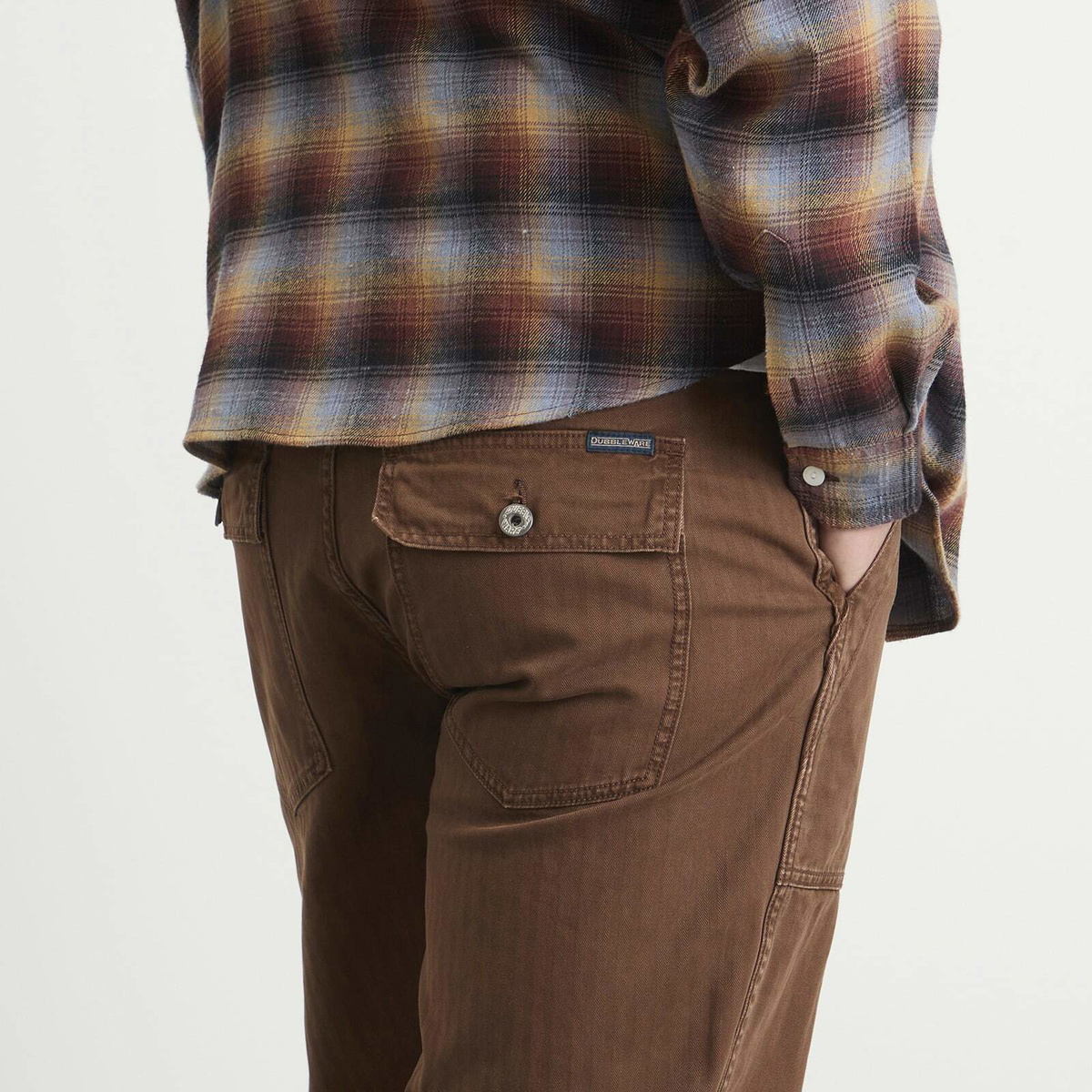 Dubbleware Men's Herringbone Fatigue Pants in Brown