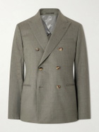 Mr P. - Double-Breasted Wool and Linen-Blend Suit Jacket - Green