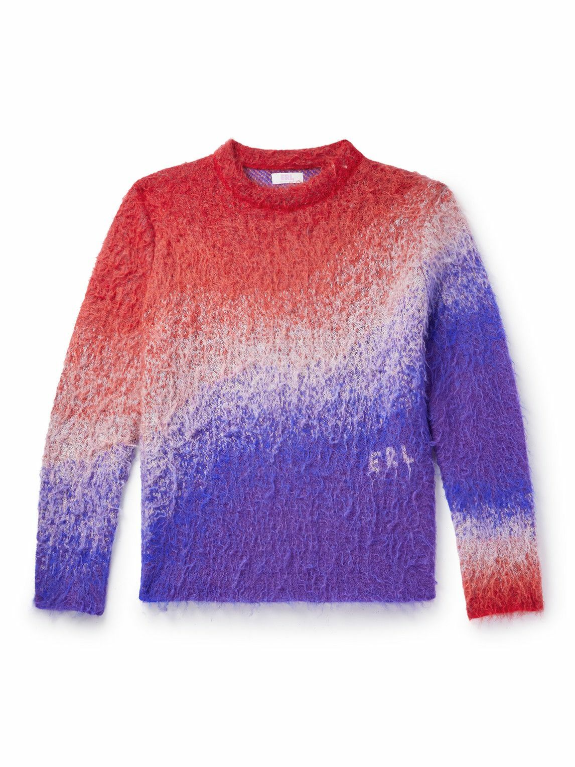 ERL - Logo-Intarsia Degradé Brushed Mohair-Blend Sweater - Blue ERL