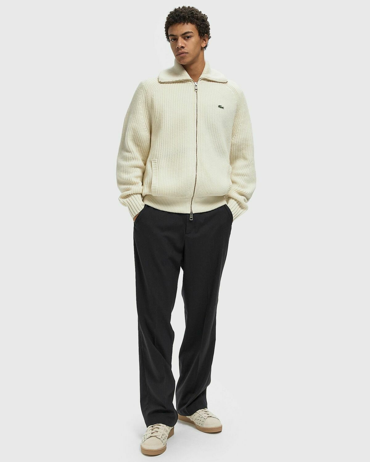Lacoste Knit zip SWEATER Beige Mens Pullovers/Zippers & Cardigan