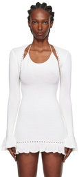 GUIZIO White Crochet Ruffle Sleeve Bolero Cardigan