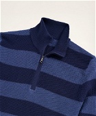 Brooks Brothers Men's Cotton Pique Rugby Stripe Half-Zip | Navy/Light Blue