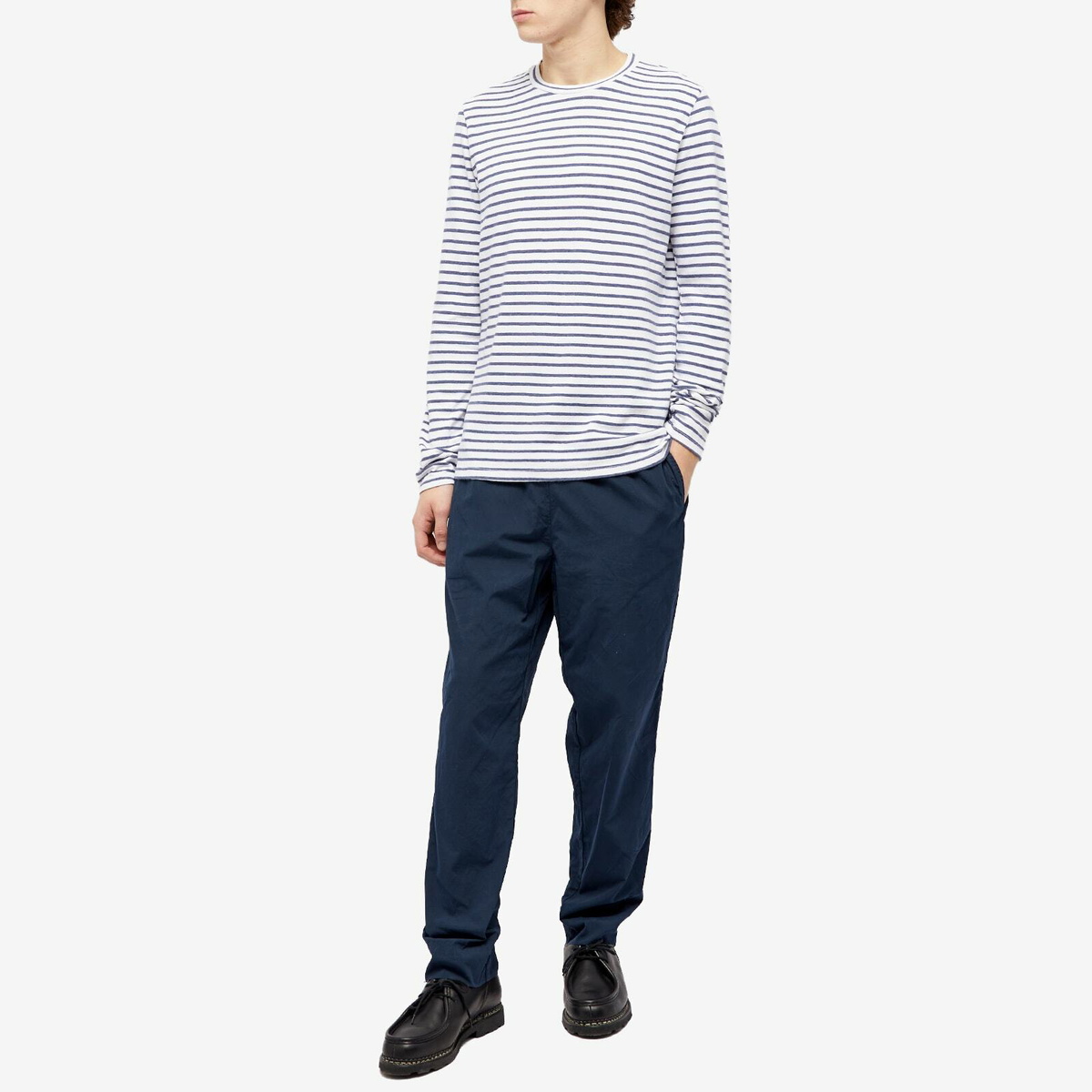 Save Khaki Men's Organic Hemp Stripe Long Sleeve T-Shirt in White