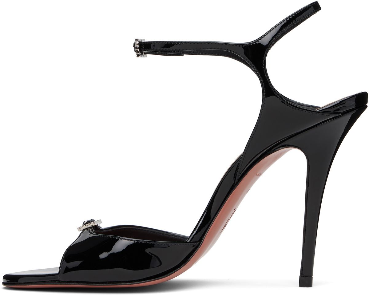 サンダル・ミュール AMINA MUADDI Black Leather Adut Sandals Amina Muaddi Black Adut Heeled Sandals Amina Muaddi