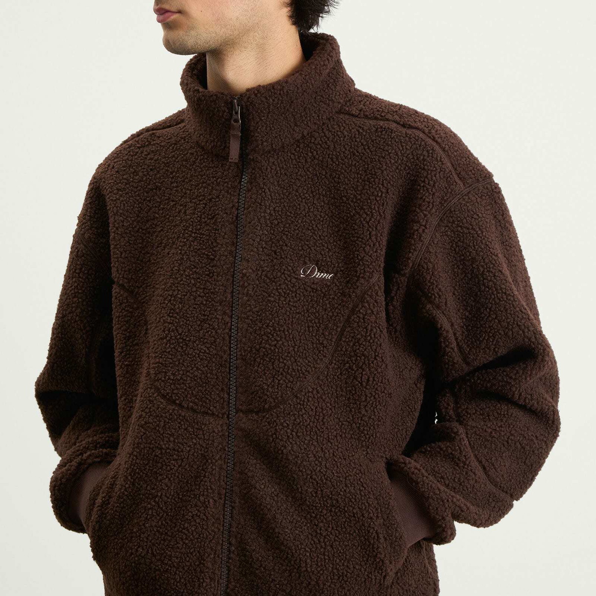 Dime Men's Polar Fleece Sherpa Zip Jacket in Brown