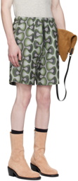 Dries Van Noten Green Printed Shorts