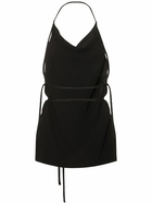 ST.AGNI Textured Silk Open Back Top