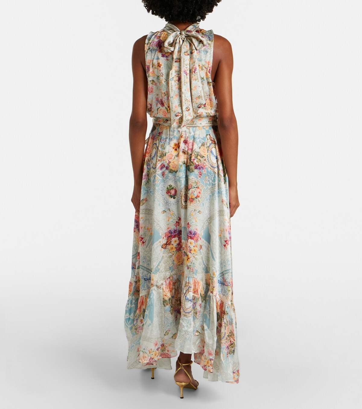 Camilla Embellished floral silk maxi dress