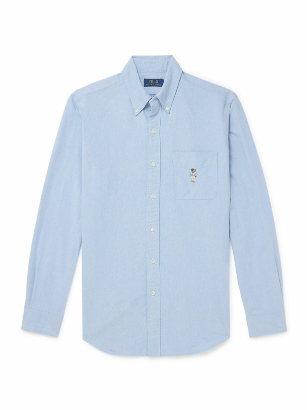 Photo: Polo Ralph Lauren - Button-Down Logo-Embroidered Cotton Oxford Shirt - Blue