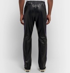 Needles - Logo-Embroidered Webbing-Trimmed Faux Leather Track Pants - Black