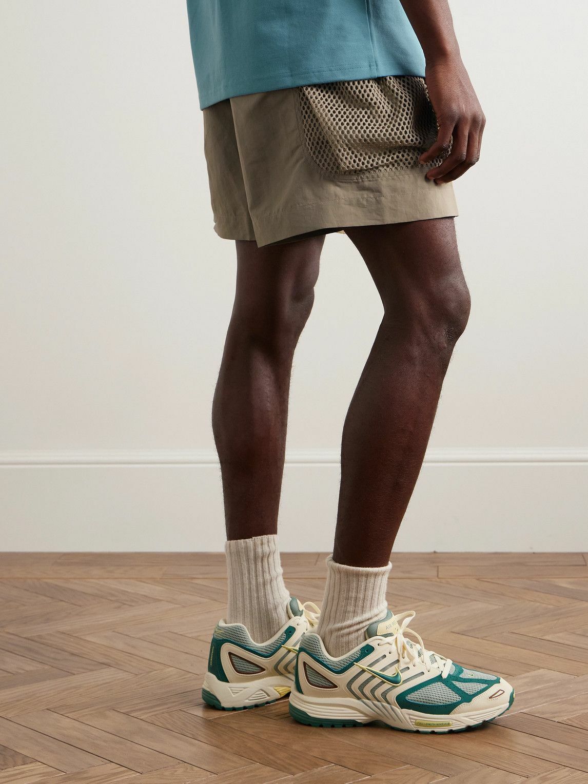 Nike - ACG Snowgrass Straight-Leg Mesh-Trimmed Belted Nylon Shorts - Neutrals