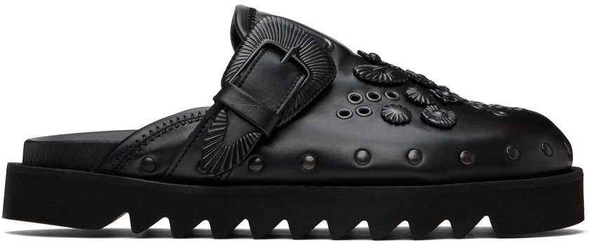 Toga Pulla SSENSE Exclusive Black Eyelet Metal Sabot Loafers Toga Pulla