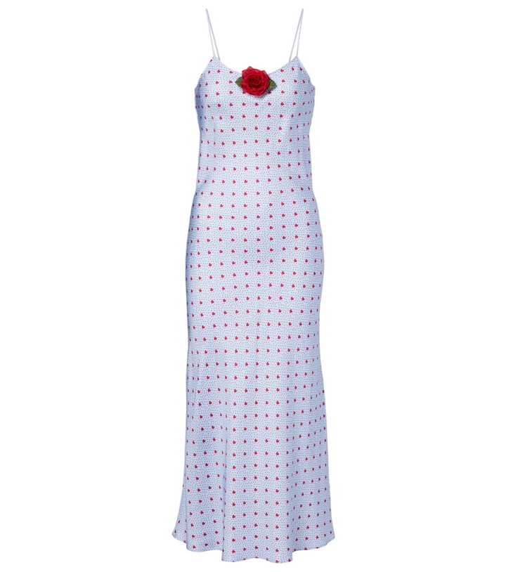 Photo: Rodarte Floral-appliqué printed silk slip dress