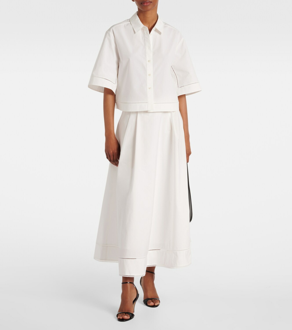Róhe Embroidered cotton poplin maxi skirt