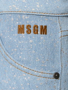 MSGM Silver-coated Denim Low Rise Wide Jeans