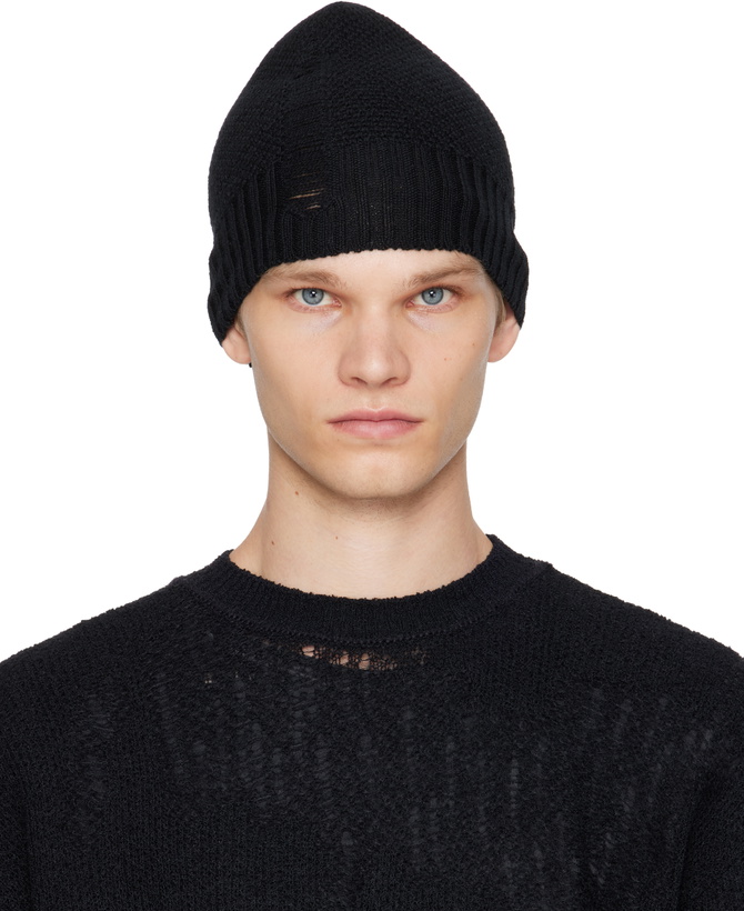 Photo: Ann Demeulemeester Black Edon Destroyed Seed Stitch Beanie